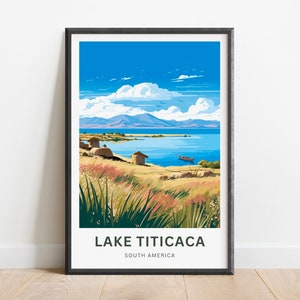 Lake Titicaca Travel Print - Lake Titicaca poster, South America Wall Art, Framed present, Gift South America Present