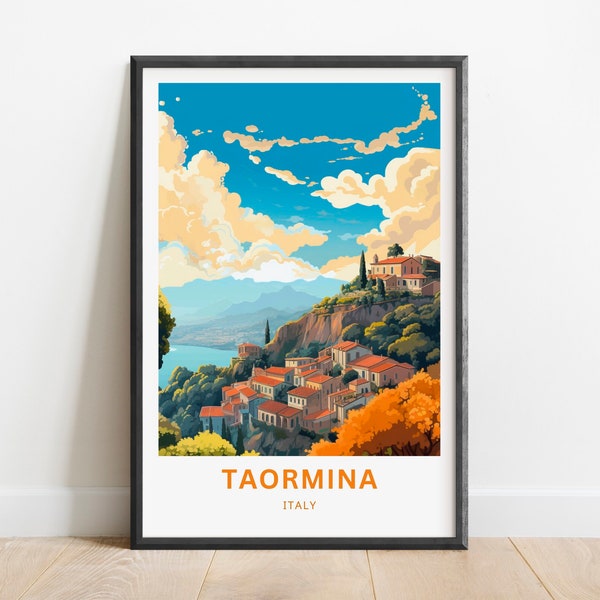 Taormina Travel Print - Taormina poster, Italy Wall Art, Framed present, Gift Italy Present