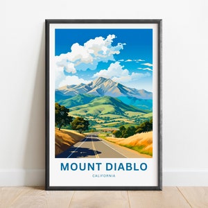 Mount Diablo Travel Print - Mount Diablo poster, California Wall Art, Framed present, Gift California Present