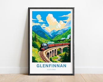 Impression de voyage Glenfinnan - Affiche Glenfinnan, art mural écossais, cadeau encadré, cadeau écossais cadeau