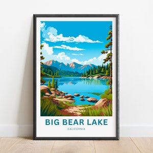 Big Bear Lake Travel Print - Big Bear Lake poster, California Wall Art, Framed present, Gift California Present