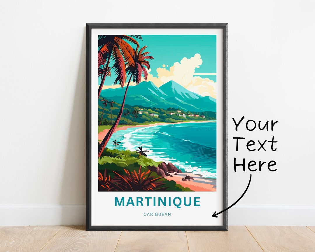 Personalized Martinique Travel Print - Martinique Poster, Caribbean ...