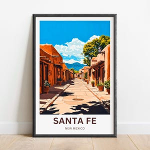 Santa Fe Travel Print - Santa Fe Poster, New Mexico Wandkunst, gerahmtes Geschenk, Geschenk New Mexico
