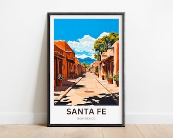 Santa Fe  Travel Print - Santa Fe  poster, New Mexico Wall Art, Framed present, Gift New Mexico Present