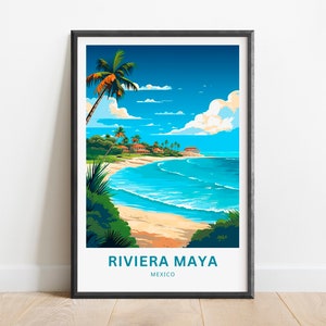 Riviera Maya Travel Print - Cartel de la Riviera Maya, Arte de la pared de México, Presente enmarcado, Regalo México Presente