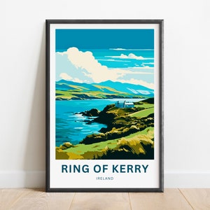 Ring of Kerry Travel Print - Ring of Kerry poster, Ireland Wall Art, Framed present, Gift Ireland Present
