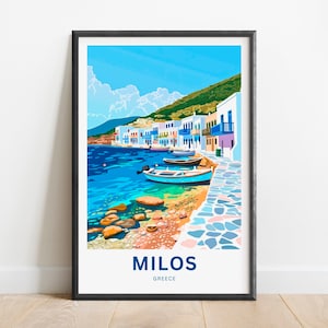 Milos Travel Print - Milos poster, Greek island Wall Art, Framed present, Gift Greece Present