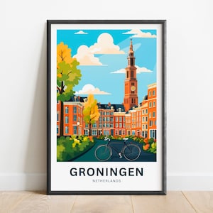 Groningen Travel Print - Groningen poster, Netherlands Wall Art, Framed present, Gift Netherlands Present