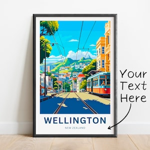 Personalized Wellington Travel Print - Wellington poster, Zealand Wall Art, Framed present, Gift Zealand Present