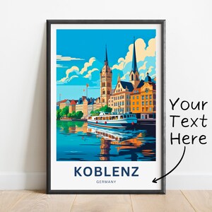 Personalized Koblenz Travel Print - Koblenz poster, Germany Wall Art, Framed present, Gift Germany Present