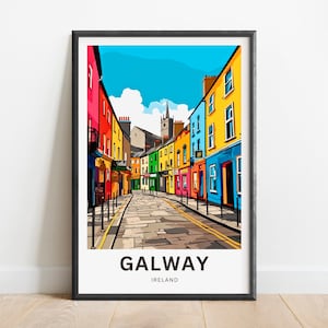 Galway Travel Print - Galway poster,  Ireland Wall Art, Framed present, Gift  Ireland Present