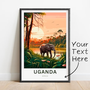 Personalized Uganda Travel Print - Uganda poster, Africa Wall Art, Framed present, Gift Africa Decor Present, Customize Your Text