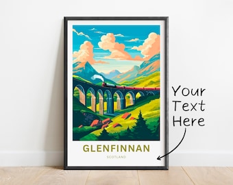 Personalisierung Glenfinnan Reise-Druck - Glenfinnan Plakat, schottische Wand-Kunst, gerahmtes Geschenk, schottisches Geschenk