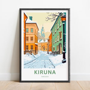 Kiruna Travel Print - Kiruna poster, Sweden Wall Art, Framed present, Gift Sweden Present