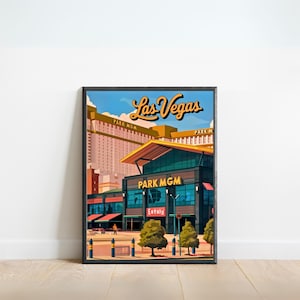 Park MGM Las Vegas Vintage Travel Poster - Las Vegas Print, US Wall Art, Framed, Gift Nevada Present
