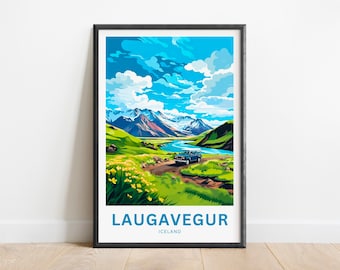 Laugavegur Travel Print - Laugavegur poster, Iceland Wall Art, Framed present, Gift Iceland Present