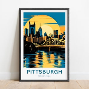 Pittsburgh Travel Print - Pittsburgh poster, Pennsylvania Wall Art, Framed present, Gift Pennsylvania Present