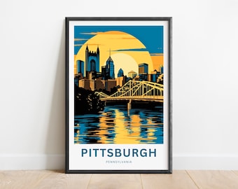 Pittsburgh Travel Print - Pittsburgh Poster, Pennsylvania Wandkunst, gerahmtes Geschenk, Pennsylvania Geschenk