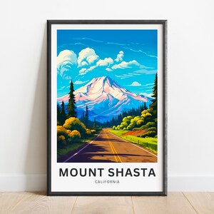 Mount Shasta Travel Print - Mount Shasta poster, California Wall Art, Framed present, Gift California Present