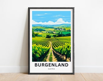 Resetavla Burgenland - Burgenland-affisch, Väggkonst Österrike, Inramad present, Gåva Österrike Present