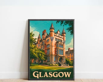 Glasgow Vintage Travel Poster - Glasgow print, Scotland Wall Art, Framed present, Gift Scotland Present