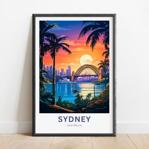 Sydney Harbour Bridge Travel Print - Sydney Harbour Bridge poster, Australia Wall Art, Framed, Gift Australia Decor Present, Custom Text