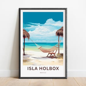 Isla Holbox Travel Print - Isla Holbox poster, Mexico Wall Art, Framed present, Gift Mexico Present