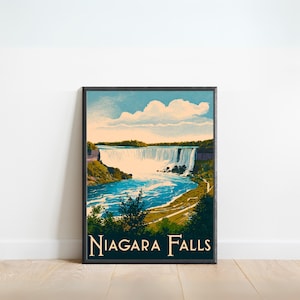 Niagara Falls Vintage Travel Poster - Niagara Falls Print, Canada Wall Art, Framed, Gift U.S. and Canada Present
