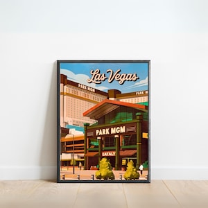 Park MGM Las Vegas Vintage Travel Poster - Las Vegas Print, US Wall Art, Framed, Gift Nevada Present