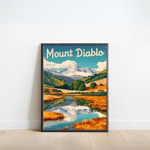 Mount Diablo Vintage Travel Poster - Mount Diablo  Print, California Wall Art, Framed, Gift California Present