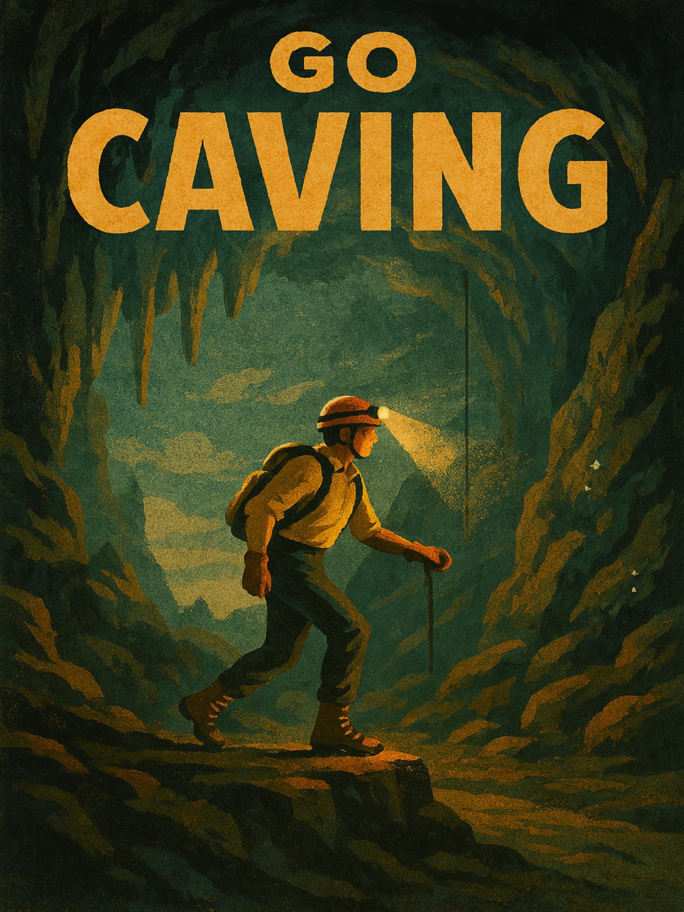 Caving Poster – Vintage Cave Exploration Wall Art for Adventurers and ...
