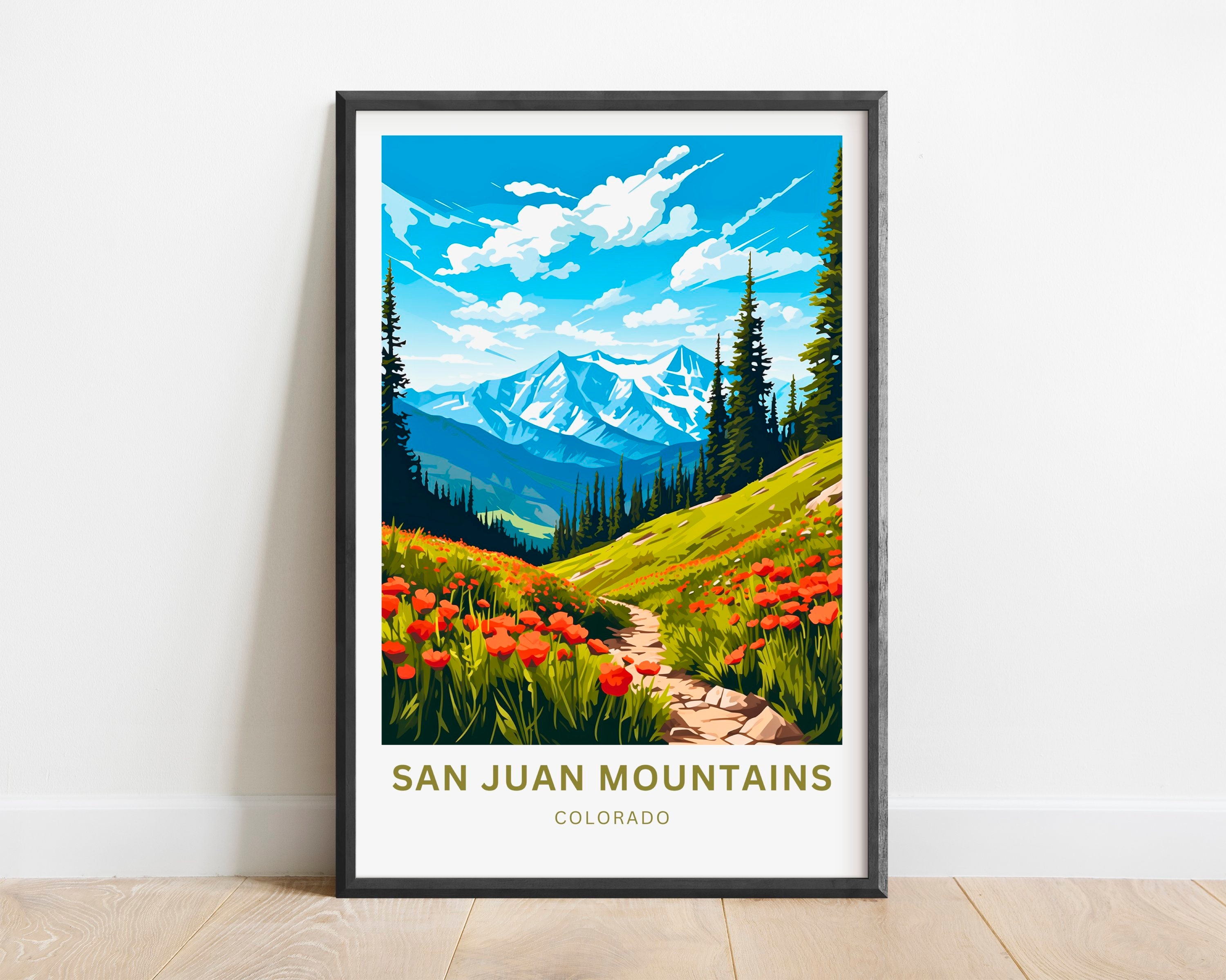 San Juan Mountains Travel Print - San Juan Mountains poster, Colorado Wall Art, Framed present, Gift Colorado Present