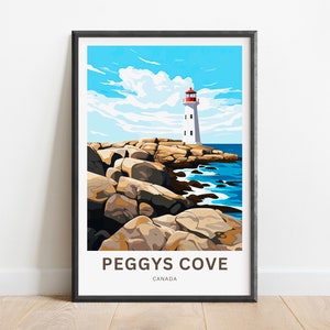 Impression de voyage Peggys Cove - affiche Peggys Cove, art mural Canada, cadeau encadré, cadeau Canada