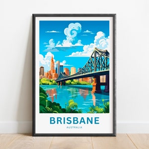 Brisbane Travel Print - Cartel de Brisbane, Arte de la pared de Australia, Presente enmarcado, Regalo Australia Presente