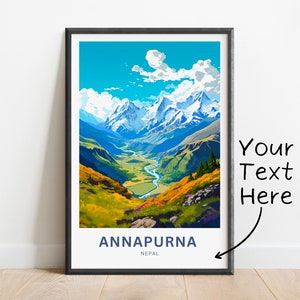 Personalized Annapurna Travel Print - Annapurna poster, Nepal Wall Art, Framed present, Gift Nepal Present