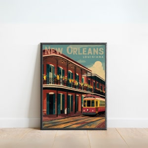 New Orleans Vintage Travel Poster - New Orleans Print, Louisiana Wall Art, Framed present, Gift Louisiana Present