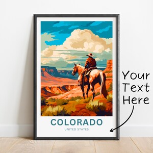 Personalized Colorado Travel Print - Colorado Cowboy poster, United States Wall Art, Framed present, Gift United States Present