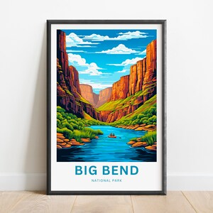 Impresión de viaje al Parque Nacional Big Bend: póster de Big Bend, arte de pared de Texas, regalo enmarcado, regalo de Estados Unidos, texto personalizado