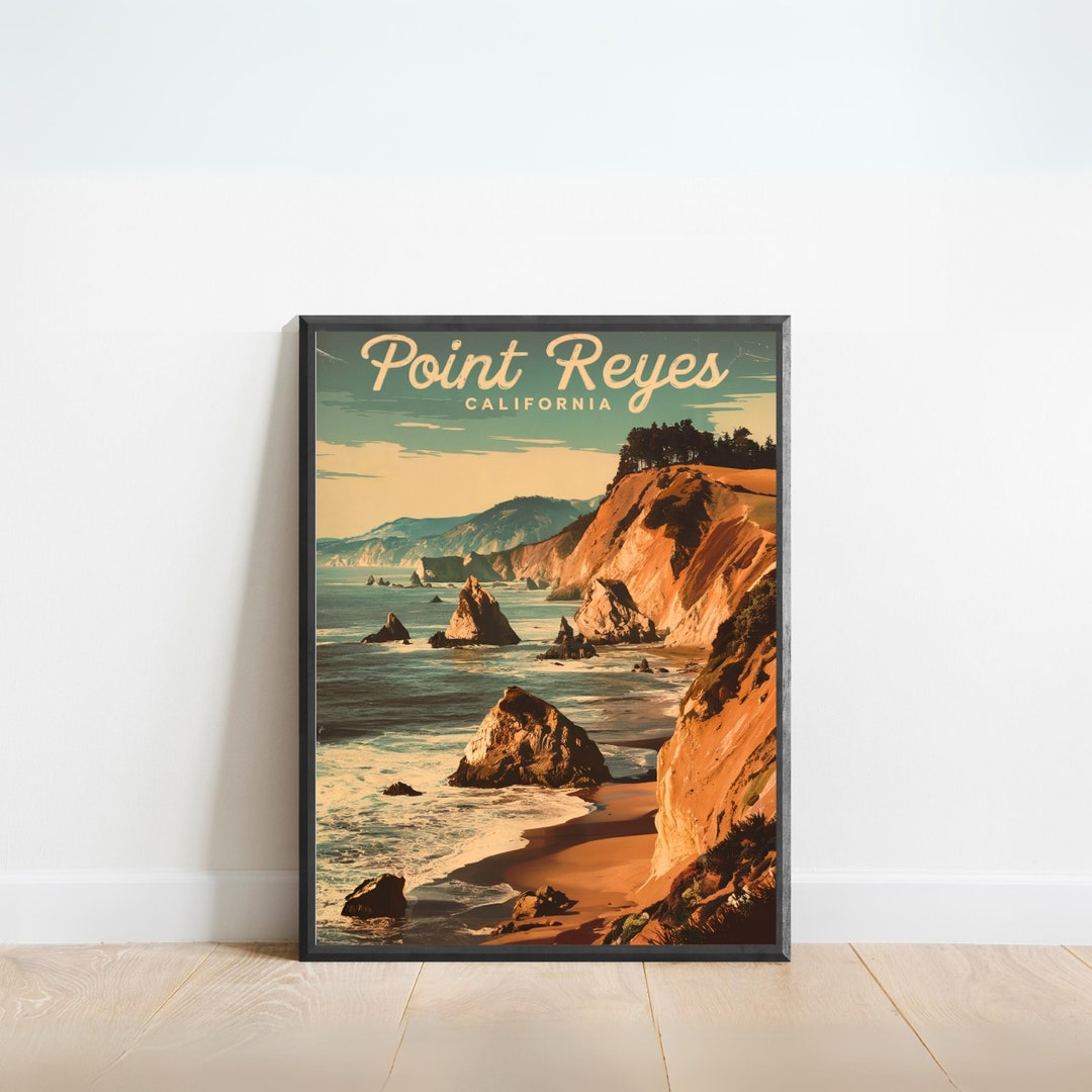 Point Reyes Poster Point Reyes Travel Poster – Vintage California Coastline Art - Etsy