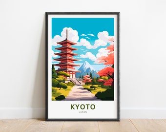 Kyoto-reisafdruk - Kyoto-poster, Japanse muurkunst, ingelijst cadeau, cadeau Japan cadeau