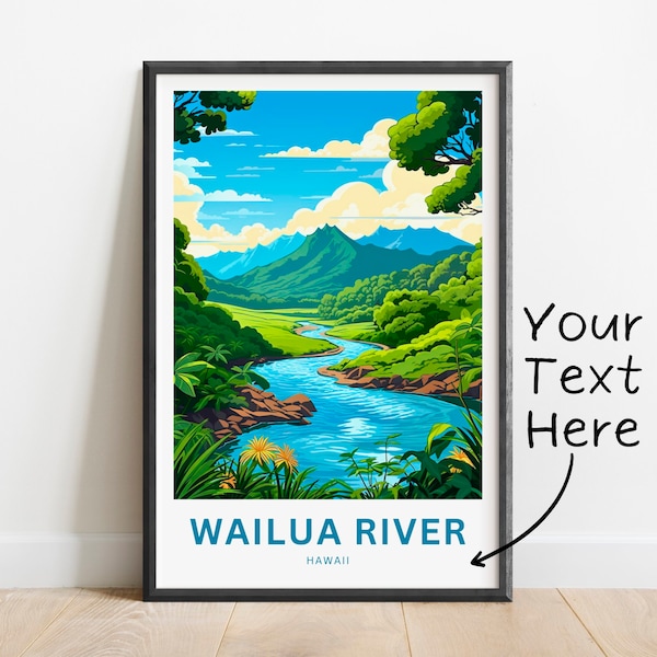 Personalized Wailua River Travel Print - Wailua River poster, Hawaii Wall Art, Framed present, Gift Hawaii Present