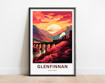 Impression de voyage Glenfinnan - Affiche Glenfinnan, art mural écossais, cadeau encadré, cadeau écossais cadeau