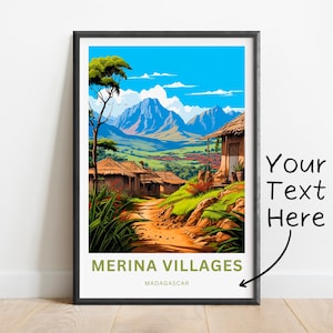 Personalized Merina Villages Travel Print - Merina Villages Madagascar poster, Africa Wall Art, Framed present, Gift Madagascar Present