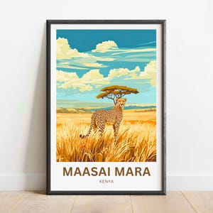 Maasai Mara Travel Print - Maasai Mara Poster, Kenya Wall Art, Framed present, Gift Kenya Present