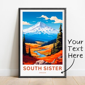 Spersonalizowany wydruk podróżny South Sister - plakat South Sister, sztuka ścienna Oregon, prezent w ramce, prezent Oregon Present