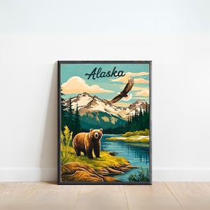 Alaska Vintage Travel Poster, Alaska print, USA Wall Art, Framed present, Gift United States Present