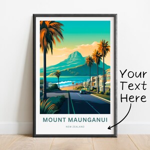 Personalized Mount Maunganui Travel Print - Mount Maunganui poster, New Zealand Wall Art, Framed present, Gift New Zealand Present