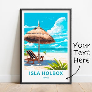 Prsonalized Isla Holbox Travel Print - Isla Holbox poster, Mexico Wall Art, Framed present, Gift Mexico Present