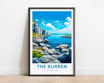 The Burren National Park Travel Print - Burren National Park poster, Ireland Wall Art, Framed present, Gift Ireland Present