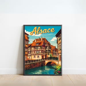 Alsace Vintage Travel Poster - Alsace Print, France Wall Art, Framed, Gift France Present